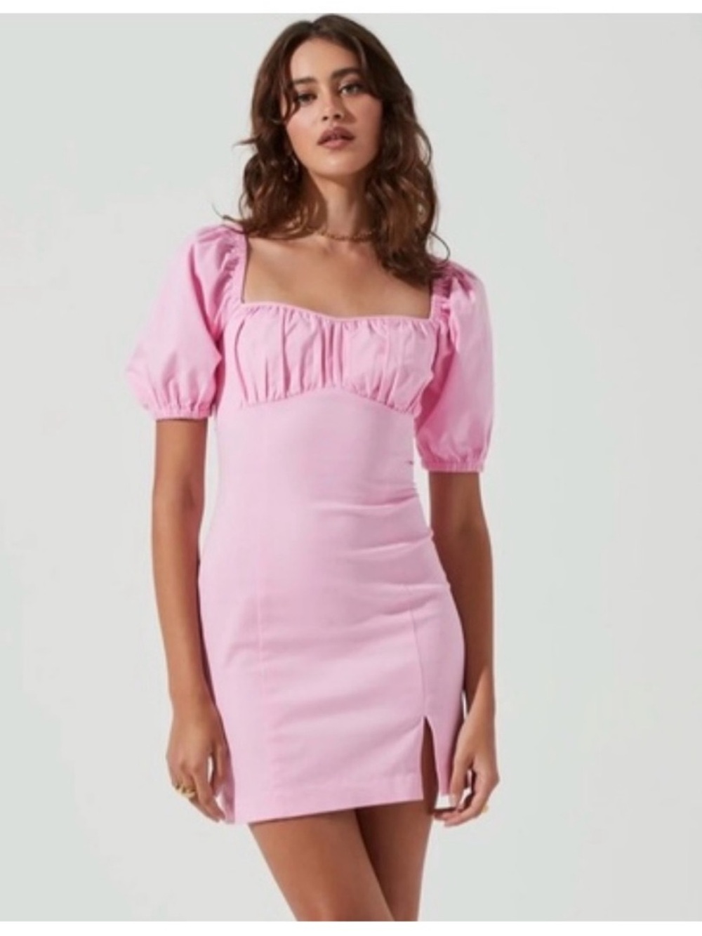 ASTR the Label Pink Wendy Puff Sleeve Mini Dress Size M